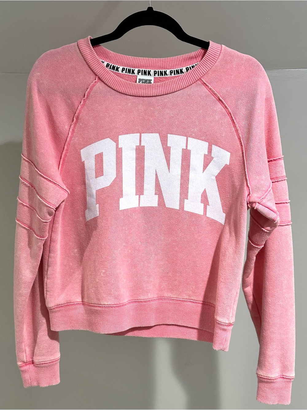 Victoria’s Secret PINK Coral Inside-Out Crewneck Sweatshirt